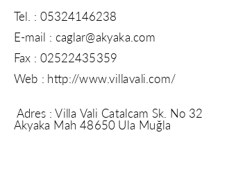 Villa Vali iletiim bilgileri